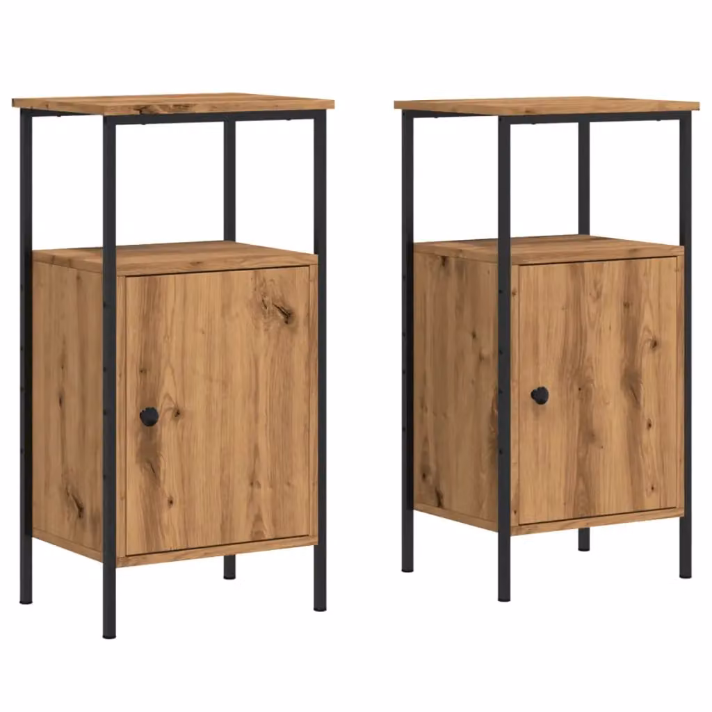 Berkfield Home Artisan Oak Bedside Cabinets, Set of 2, Brown, W/D/H: 41 x 31 x 80 cm – 2