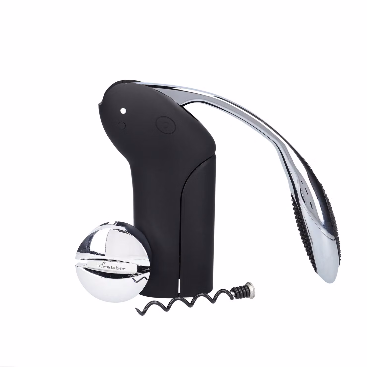 Rabbit Vertical Lever Corkscrew with Foil Cutter and Ergonomic Grip in Black – 4