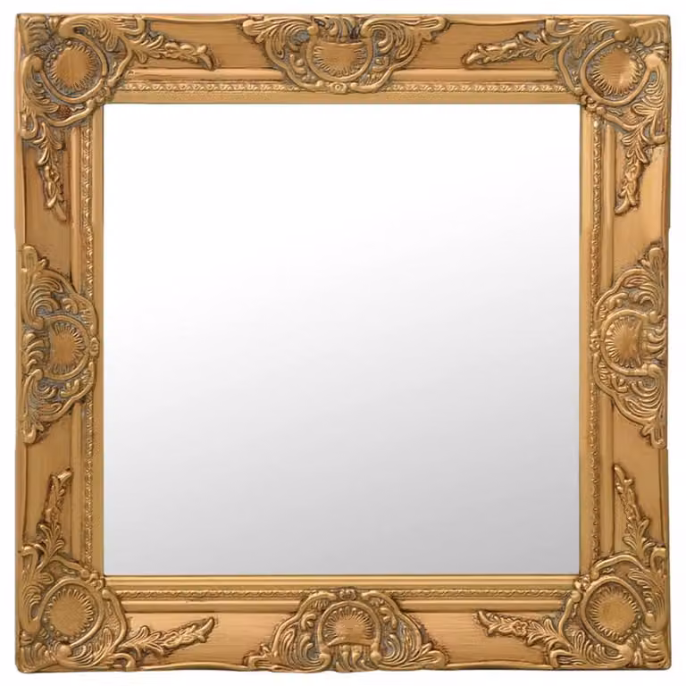 Berkfield Home Antique Baroque Style Square Wall Mirror, Gold, W: 50 cm, H: 50 cm