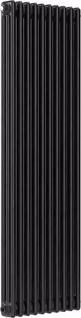Lux Heat Vertical 3 Column Steel Radiator in Pewter, H 150 cm x W 47 cm x D 1.38 cm