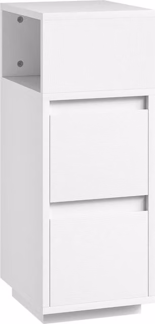 HOMCOM Slim White Bedside Table with Open Shelf and 2 Drawers, W/D/H: 25 x 30 x 65 cm