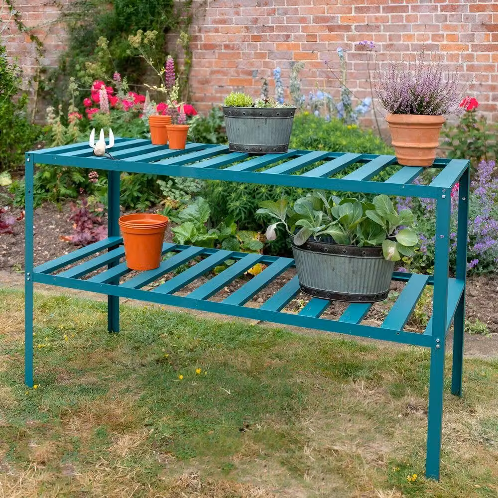 Primrose X2 Traditional 2 Tier Greenhouse Staging Shelf Workbench in Green, Width: 122 cm – 2