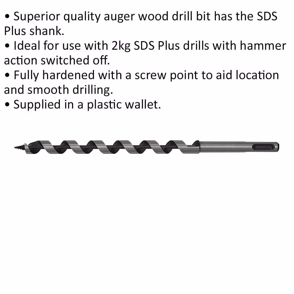 Loops SDS Plus Auger Wood Drill Bit, Silver and Multicolour, Diameter: 13 mm, Length: 235 mm – 2