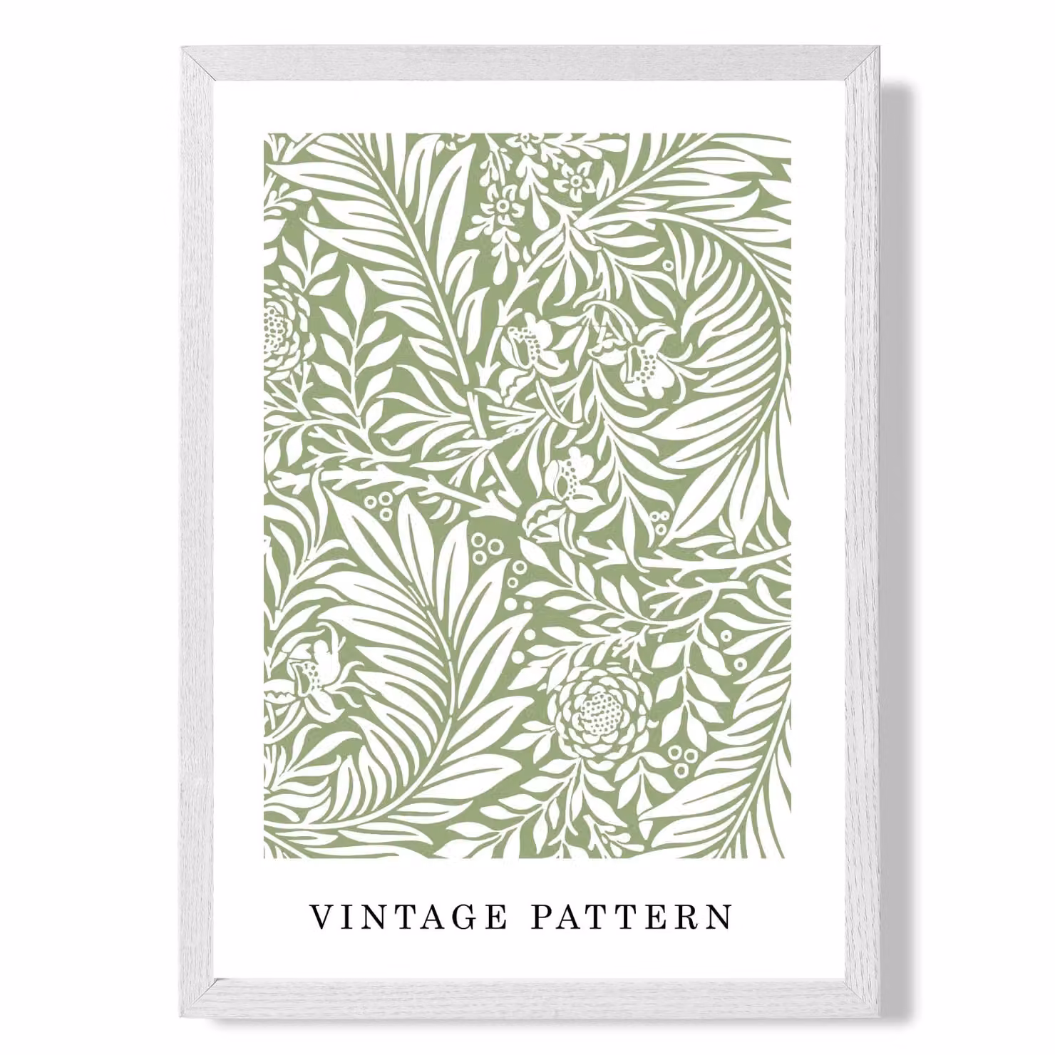 ARTZE William Morris Green Floral Botanical Art Print with White Frame, A4 – 2