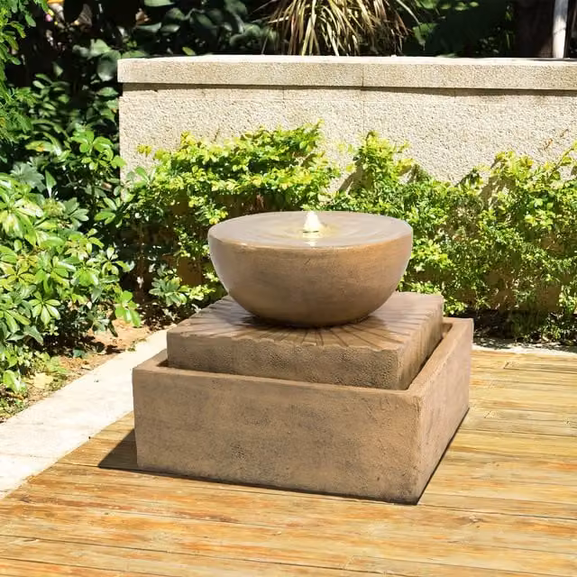Teamson Home 2 Tier Zen Waterfall Cascade Tabletop Feature in Brown Stone Style