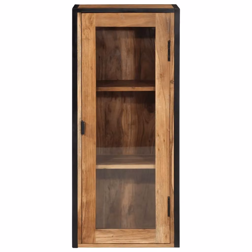 Berkfield Home Industrial Wall Mounted Bathroom Cabinet in Brown Acacia Wood and Iron with Glass Doors, W/D/H: 40 x 30 x 90 cm – 3
