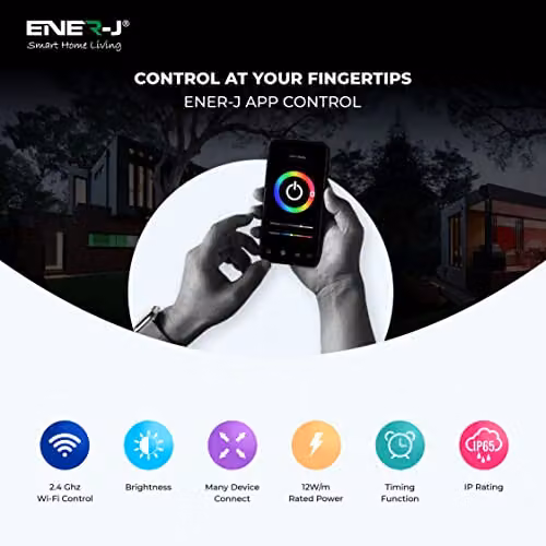 ENERJ Smart WiFi RGB LED Neon Strip Kit, 12V, 3m, Multicolour, IP65 Waterproof – 3