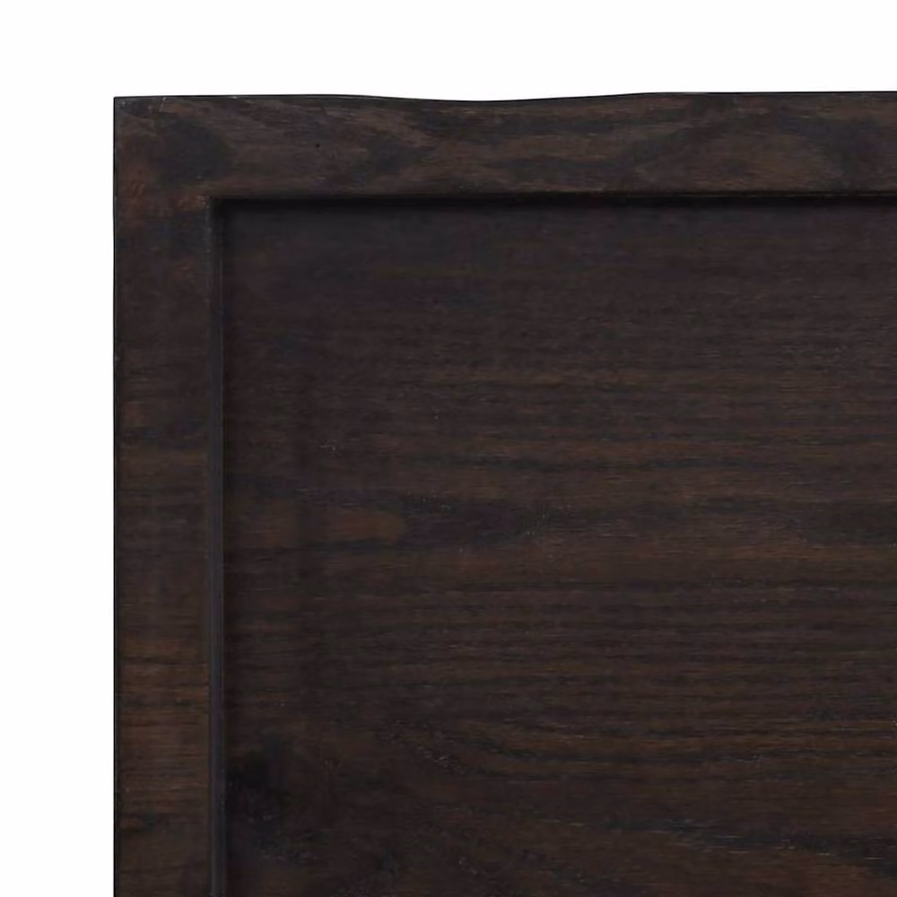 Berkfield Home Wall Mounted Rustic Oak Solid Wood Shelf in Dark Grey and Dark Brown, W: 120 cm, D: 50 cm, H: 2-6 cm – 4