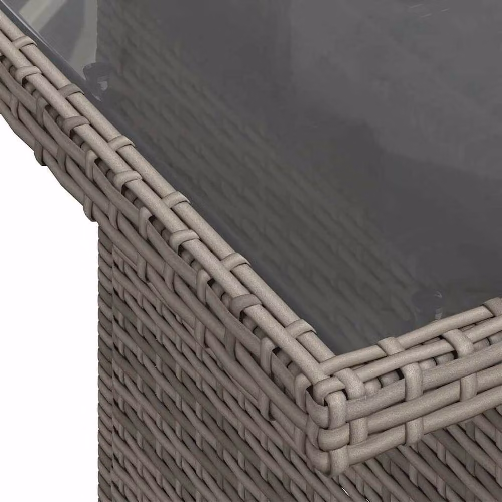 Berkfield Home Grey Poly Rattan Garden Table with Glass Top, W/D/H: 100 x 55 x 73 cm – 4