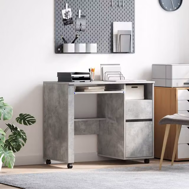 Berkfield Home Modern Computer Desk in Grey with Matt MDF Finish