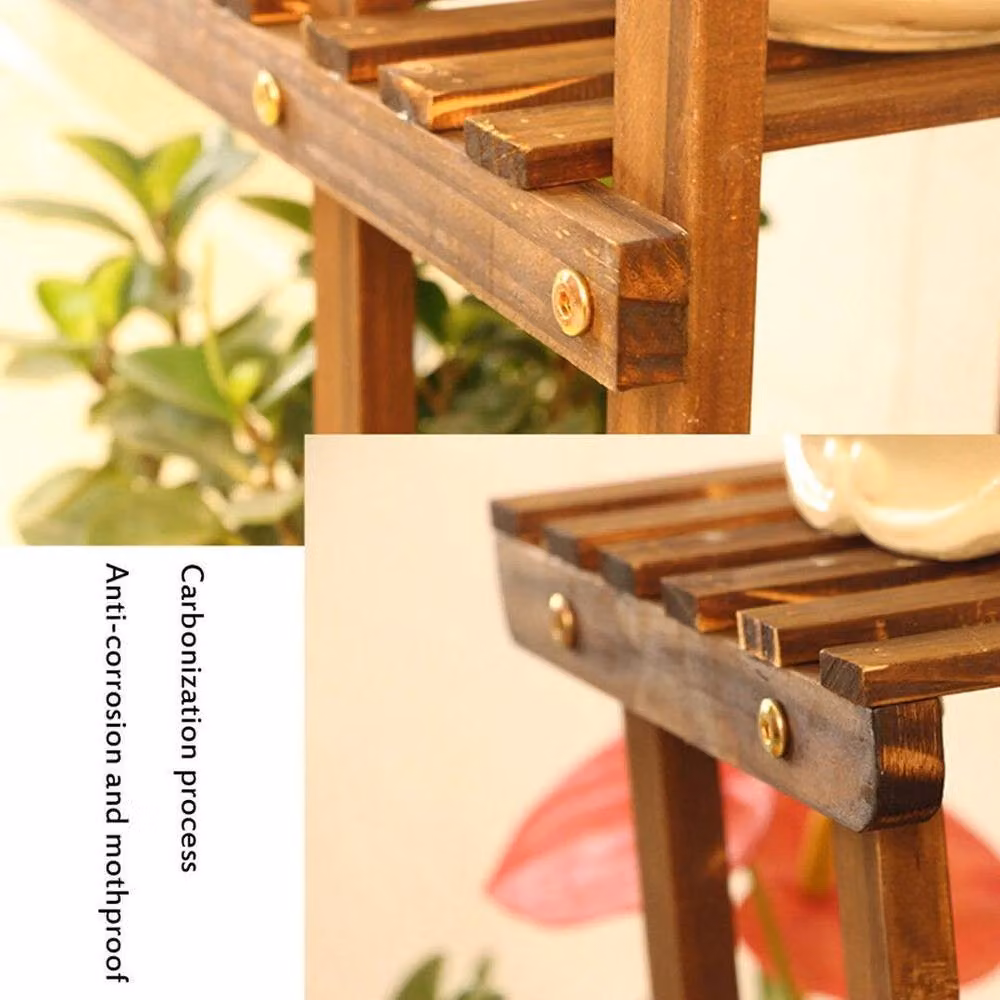 Kelvenix 5 Tier Rustic Brown Pine Wood Plant Stand for Garden and Ornamental Display W/D/H: 96 x 25 x 25 cm – 3