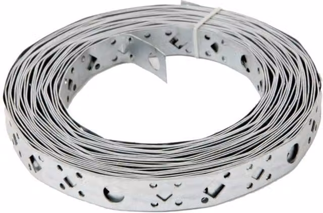 Teco Galvanised Steel Perforated Fixing Band, Silver, Width: 20 mm, Length: 10 m
