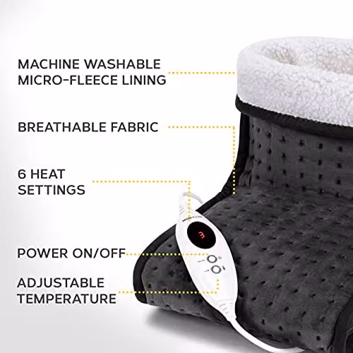 MONHOUSE Electric Foot Warmer in Grey with Rapid Heat Up and Auto Shut Off Protection – 2