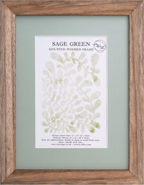 The Port. Co Gallery Minimalist Rectangular Wooden Photo Frame, Green, W: 15.24 cm, H: 10.16 cm