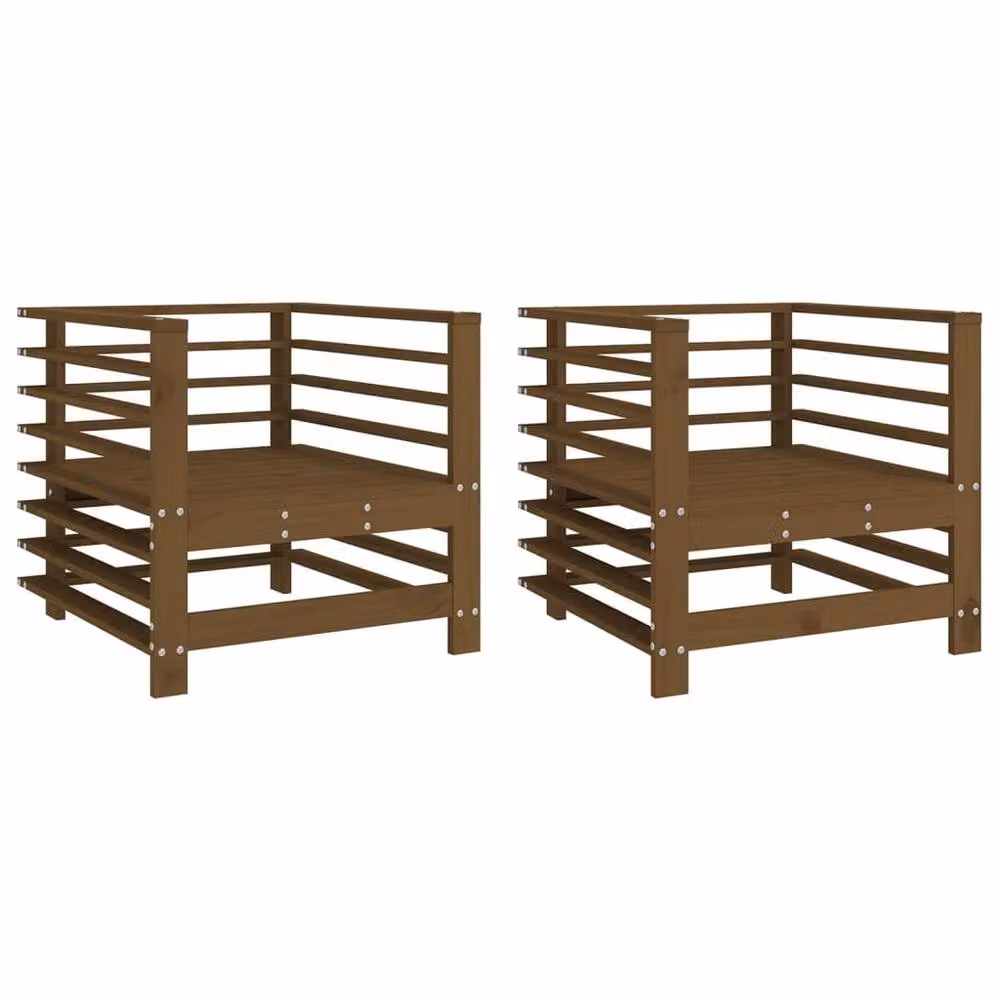 Berkfield Home Beautiful Garden Chairs, Set of 2, Honey Brown Solid Pine Wood, W/D/H: 60.0 x 63.5 x 63.5 cm – 2
