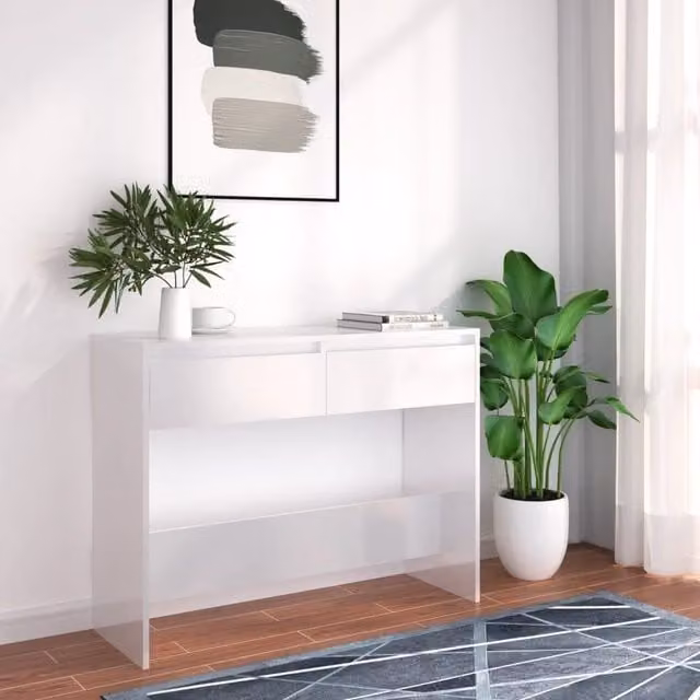 Berkfield Home White Console Table, W/D/H: 100 x 35 x 76.5 cm