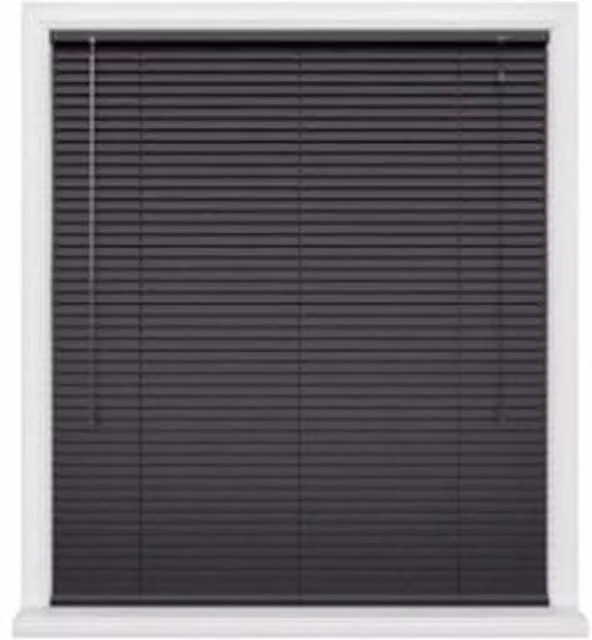 NewEdgeBlinds Black Aluminium Venetian Blinds with 25mm Slats, W: 55 cm, H: 152 cm