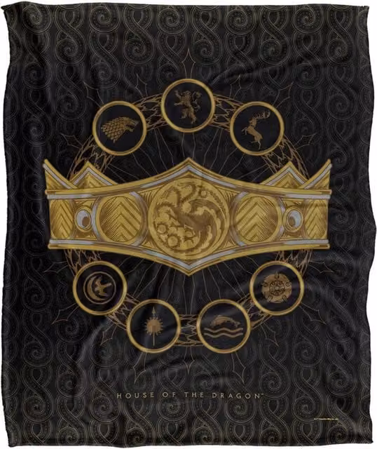 LOGOVISION House of the Dragon White Super Soft Fleece Throw Blanket, W: 152 cm, D: 127 cm – 6