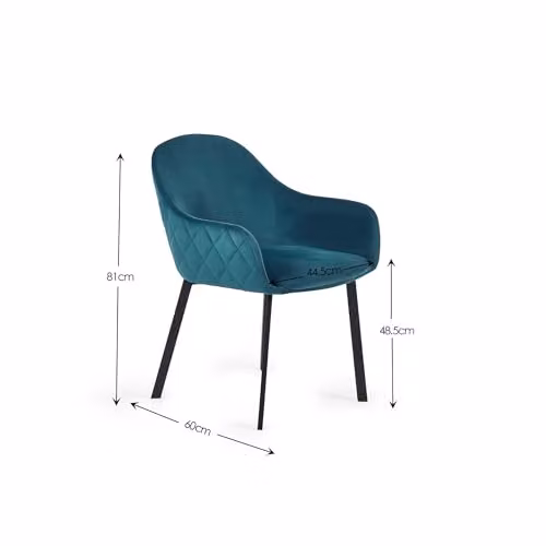 Julian Bowen Lima Set of 2 Teal Velvet Upholstered Dining Chairs – 2