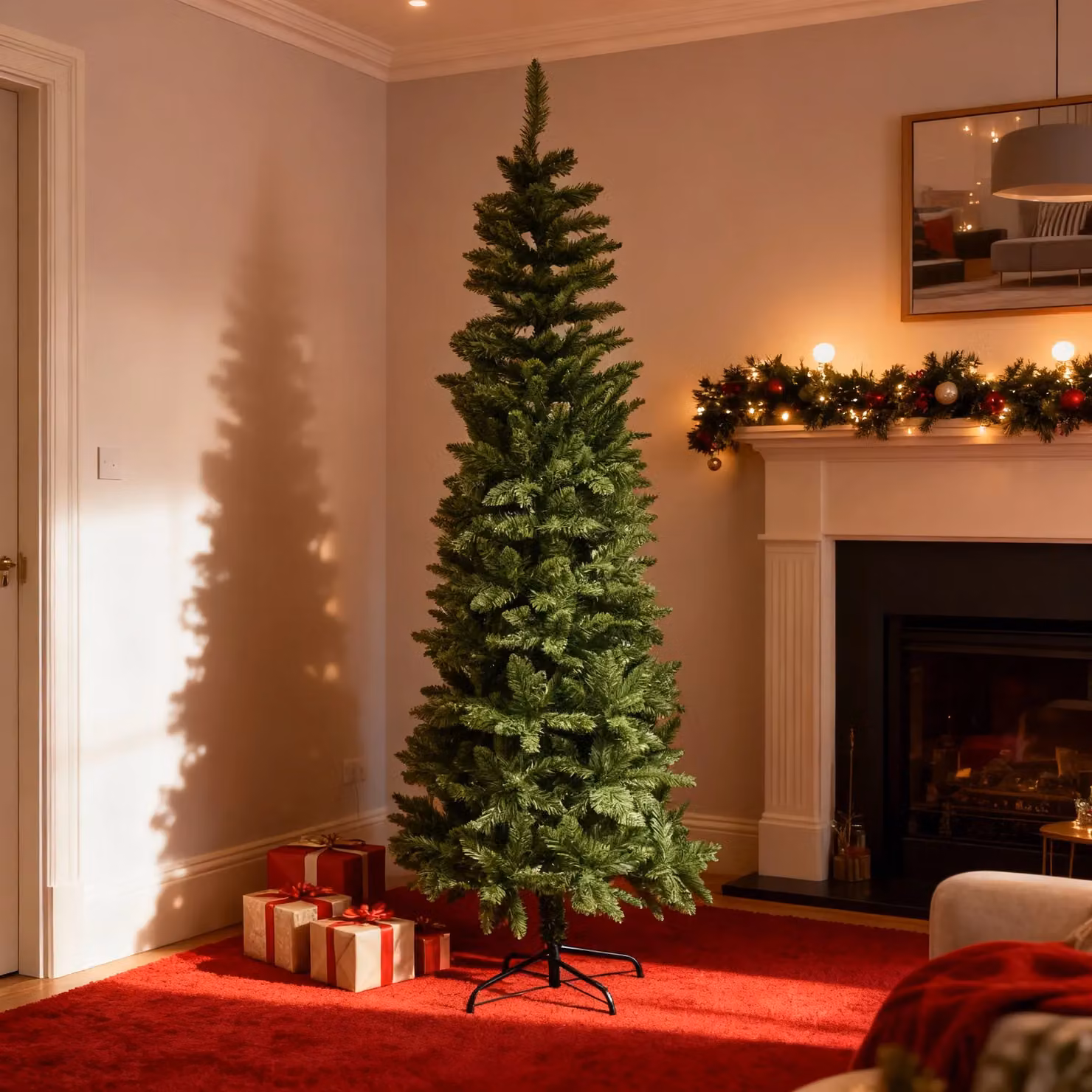 Shatchi 5ft Slim Pine Green Christmas Tree with Pencil Point Tips – 2