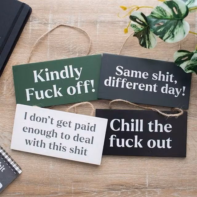 KDMK I Don't Get Paid Enough Cheeky Hanging Sign, White Wood Wall Plaque