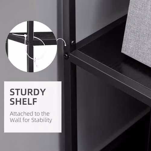 HOMCOM 6-Tier Industrial Ladder Bookcase in Black, W/D/H: 34 x 20 x 180 cm – 5