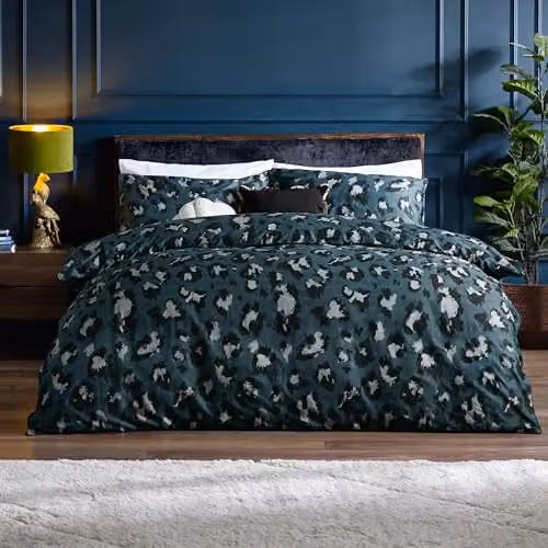 Riva Home Blue Cotton Graphic Leopard Print Duvet Cover, 90 x 200 cm