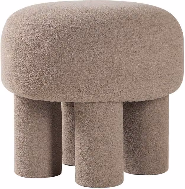 Nordlys Scandinavian Living Room Pouf in Beige Bouclé – 1