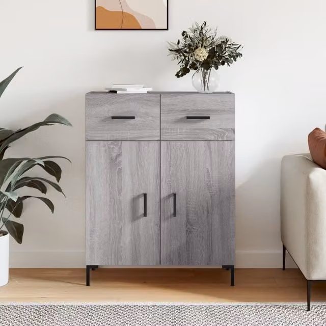 Berkfield Home Modern Grey Sonoma Sideboard W/D/H: 69.5 x 34 x 90 cm
