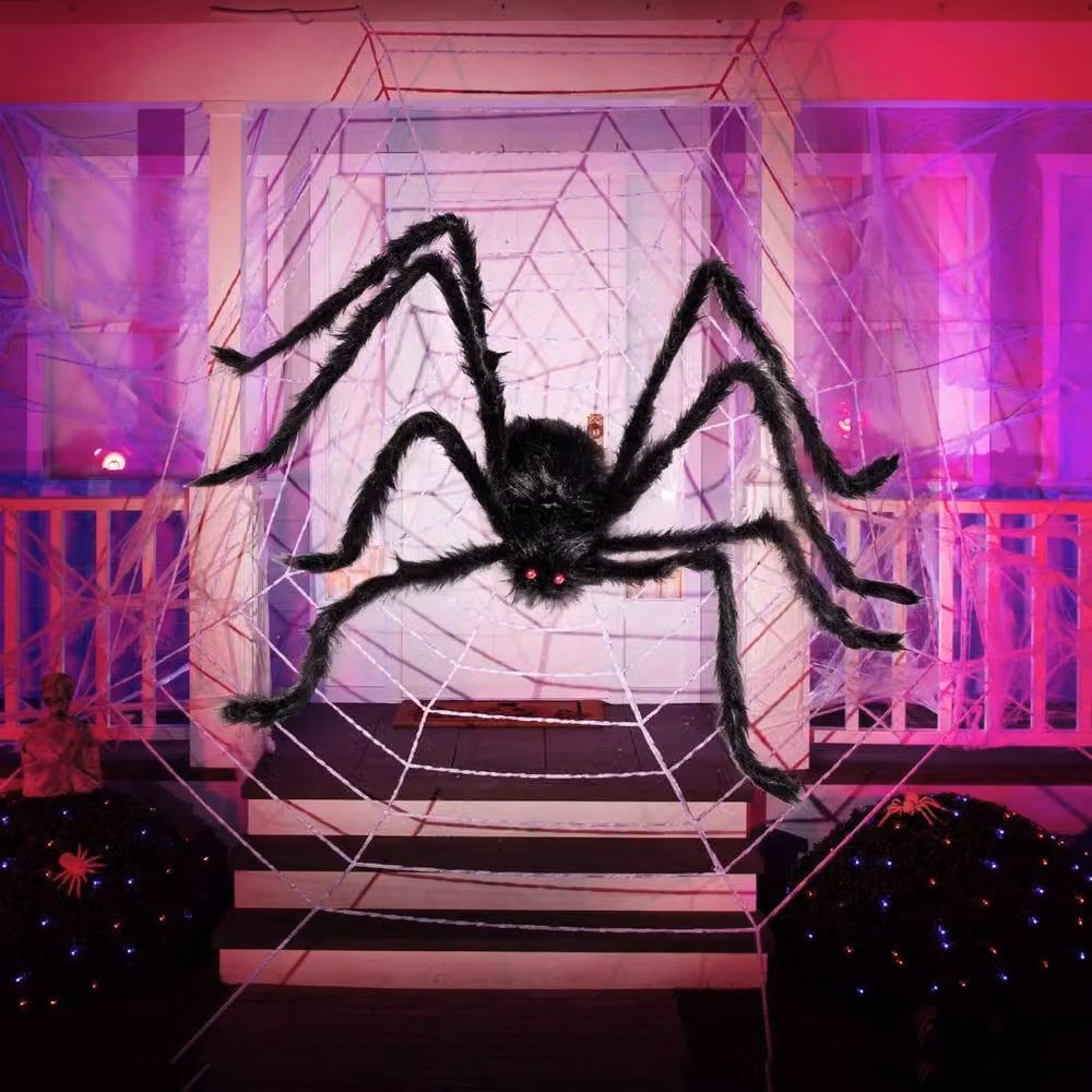 YnysTec Hairy Giant Spider Halloween Prop Decoration in Black, Height: 150 cm – 7