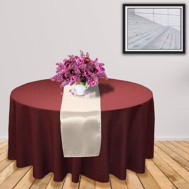 Trimming Shop Plain Satin Table Runner in Ivory
