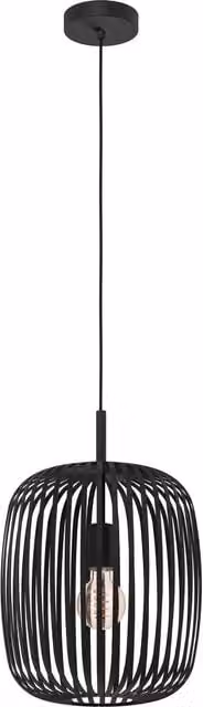 Eglo Romazzina Modern Black Metal Caged Suspended Pendant Light