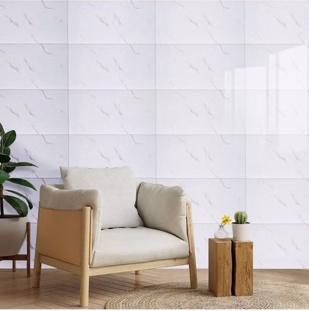 Living and Home 10pcs White Marble Peel and Stick PVC Wall Stickers with Stone Look – 1