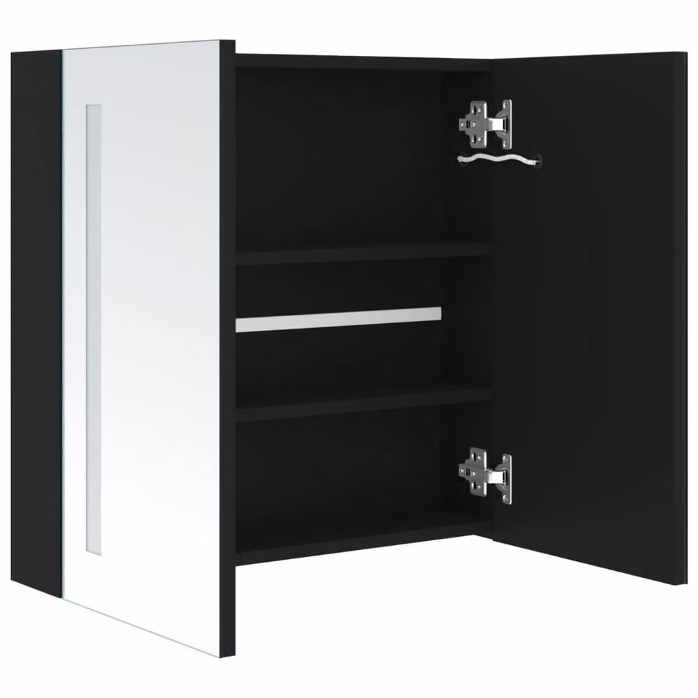 Berkfield Home LED Bathroom Mirror Cabinet in Black, W/D/H: 62 x 14 x 60 cm – 3