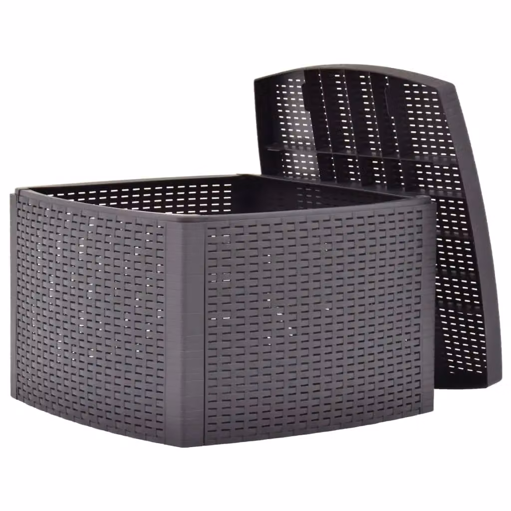 Berkfield Home Mocha Side Table in Grey Plastic and Rattan, W/D/H: 54 x 54 x 36.5 cm – 2