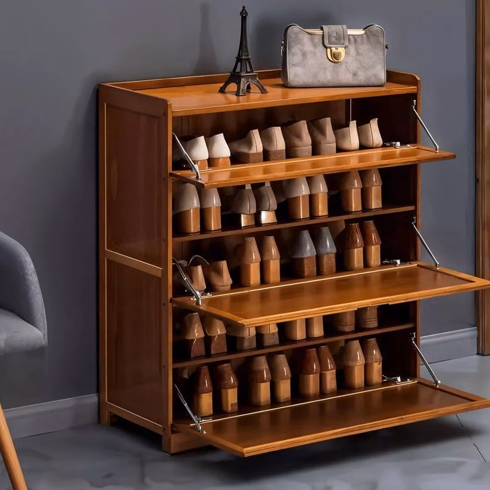 KORVIXA Modern 5-Tier Shoe Rack Storage Cabinet in Brown – 4