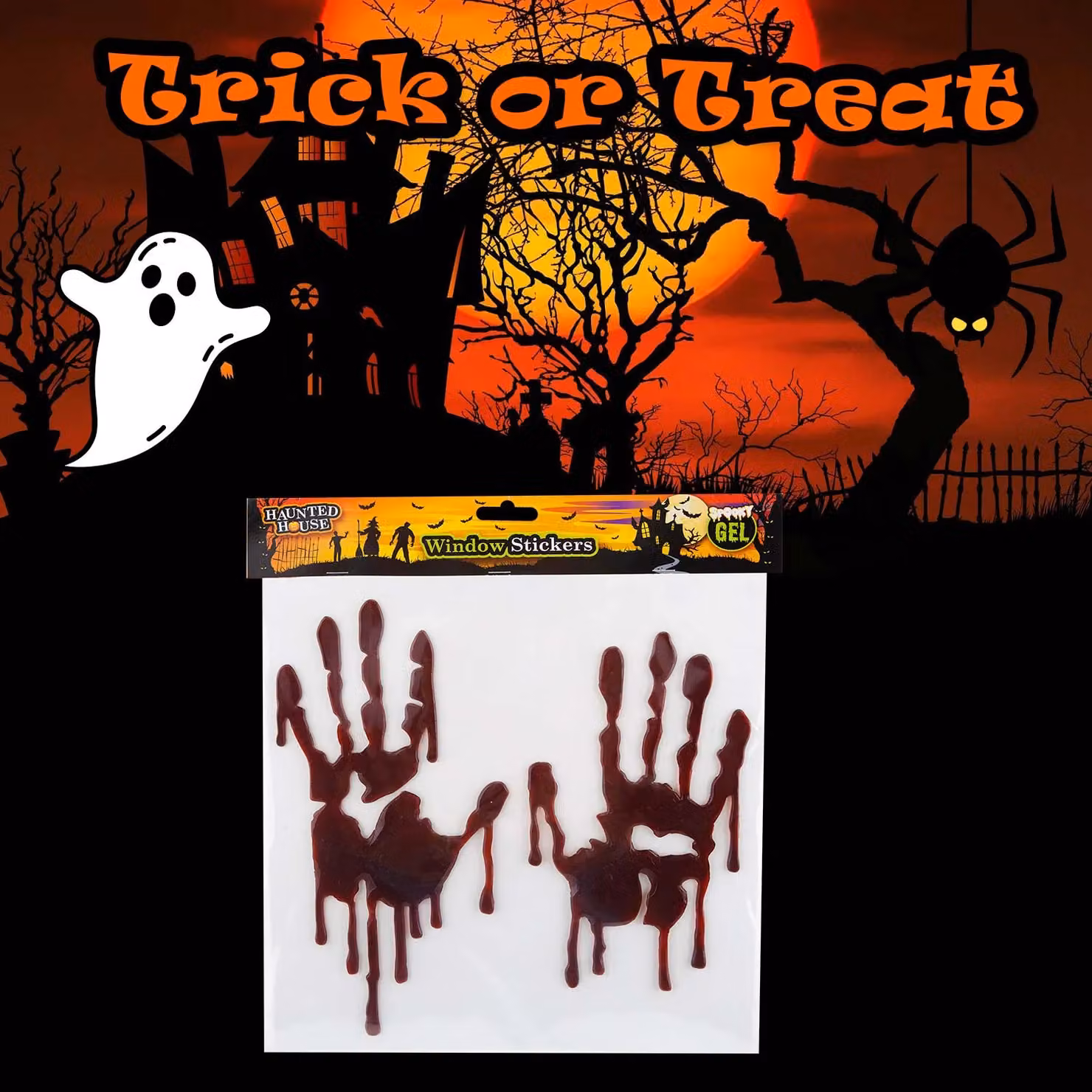 VFM e-Store Red Blood Handprint Halloween Window Stickers – 3