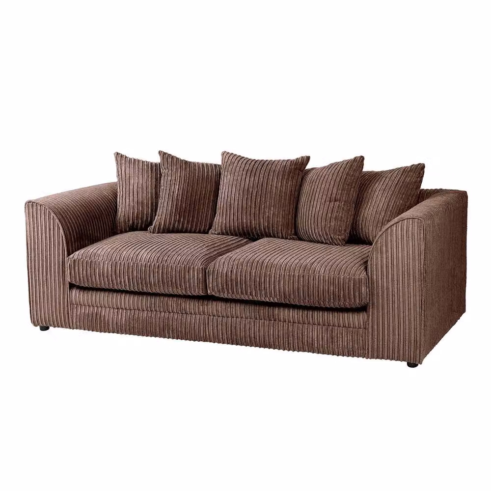 LUXURY LIFE Declan 3 Seater Jumbo Cord Fabric Sofa in Chocolate Brown – 2