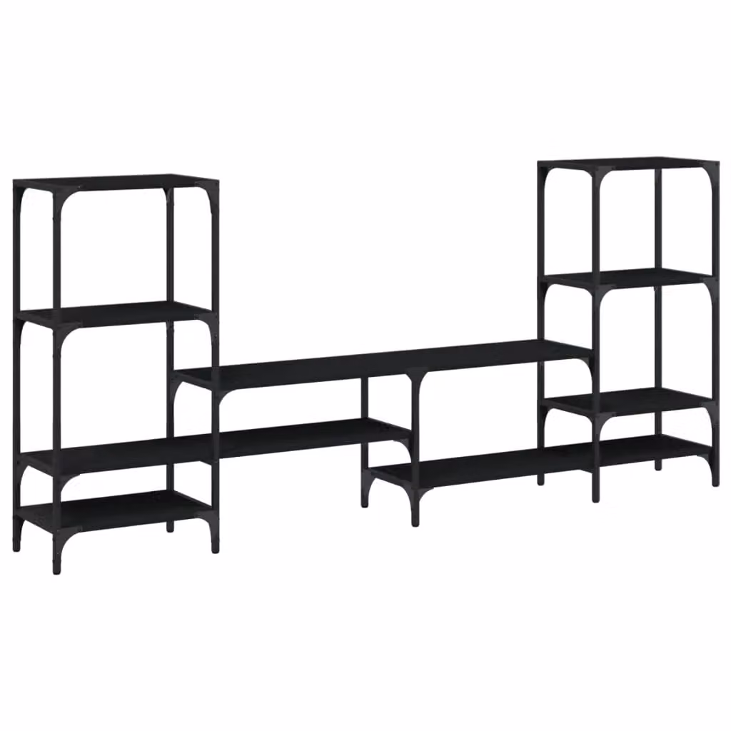 Berkfield Home TV Cabinet in Black Matt MDF and Metal, W: 206.5 cm, D: 28.5 cm, H: 95 cm – 2