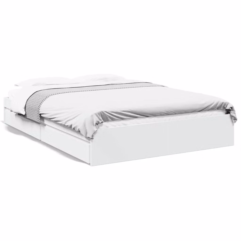 Berkfield Home King Size Bed Frame with Drawers, White, W/D/H: 150 x 200 cm – 2