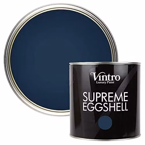 Vintro Eggshell and Satin Paint for Interior and Exterior Walls, Wood and Trim in Nightfall Blacky/Blue, 2.5 Litres