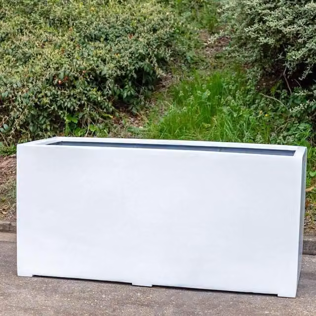 Primrose White Stone Composite Trough Outdoor Garden Planter W: 120 cm, D: 55 cm – 1