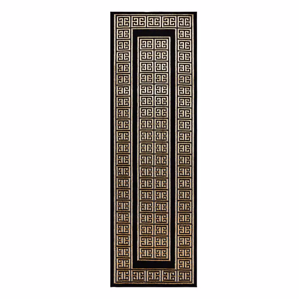 RugsX Allure Geometric Modern Runner in Black, W/D/H: 70 x 200 cm – 2