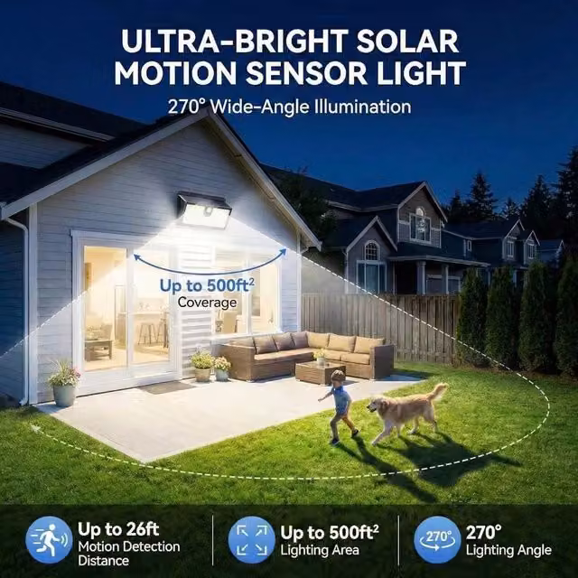 SPETLEK 452 LED Solar Powered PIR Motion Sensor Wall Light in Black
