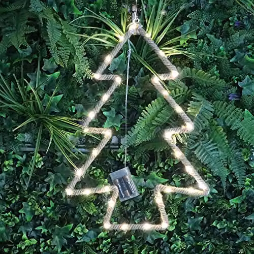 Shatchi Christmas Tree Silhouette LED Hemp Rope Lights in Brown and Beige – 1