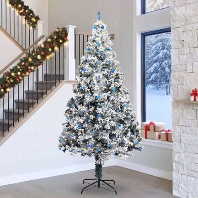 Berkfield Home White PVC Christmas Tree with 300 LEDs and Stand, Height: 300 cm