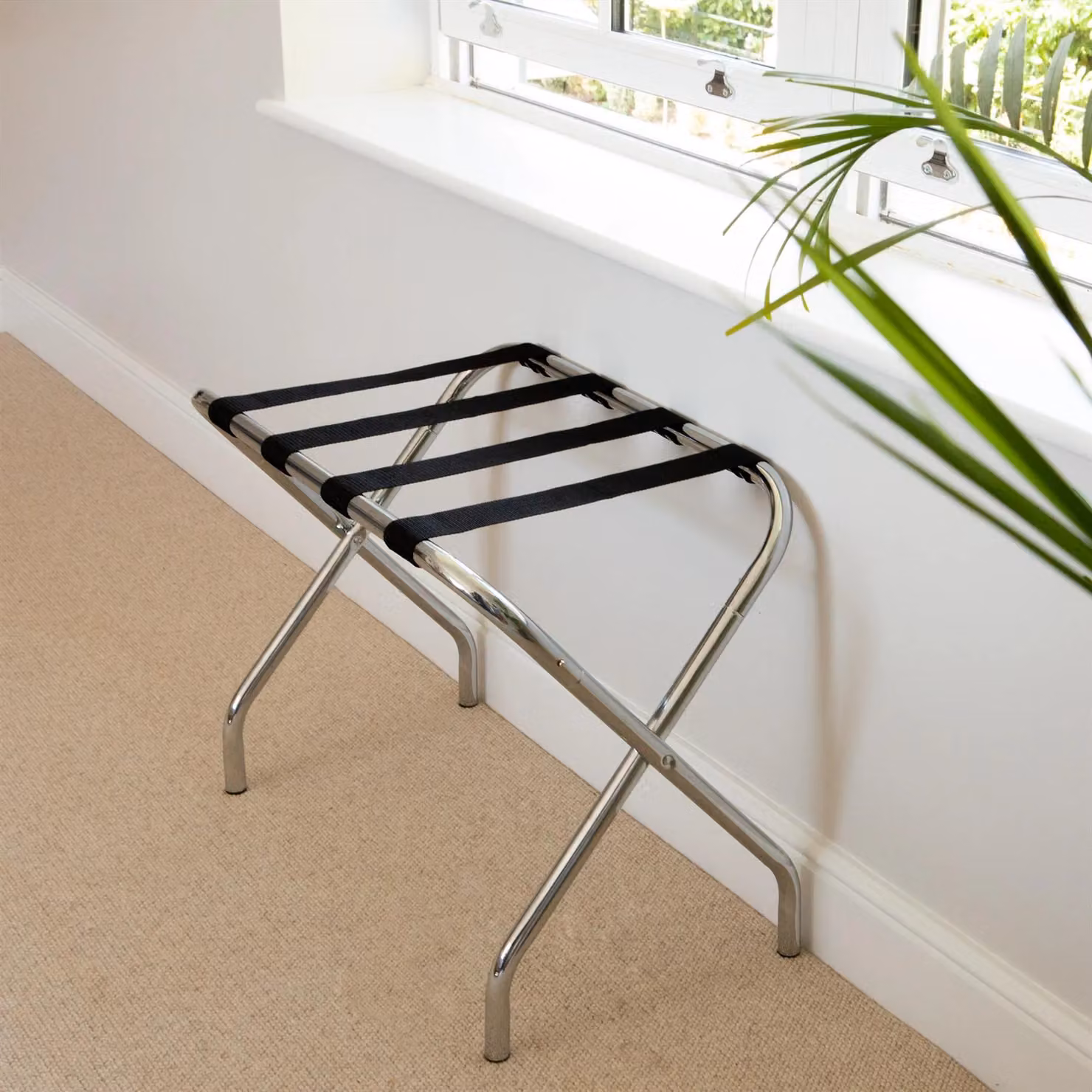 Harbour Housewares Folding Portable Metal Luggage Rack Suitcase Stand, Silver, Pack of 6 – 4
