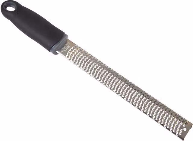 Orsina Stainless Steel Micro Grater and Zester with Handle, Black and Silver