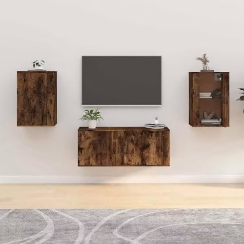 vidaXL 2 Piece Wall-mounted TV Cabinet Set in Smoked Oak, W/D/H: 40 x 34.5 x 60 cm – 2
