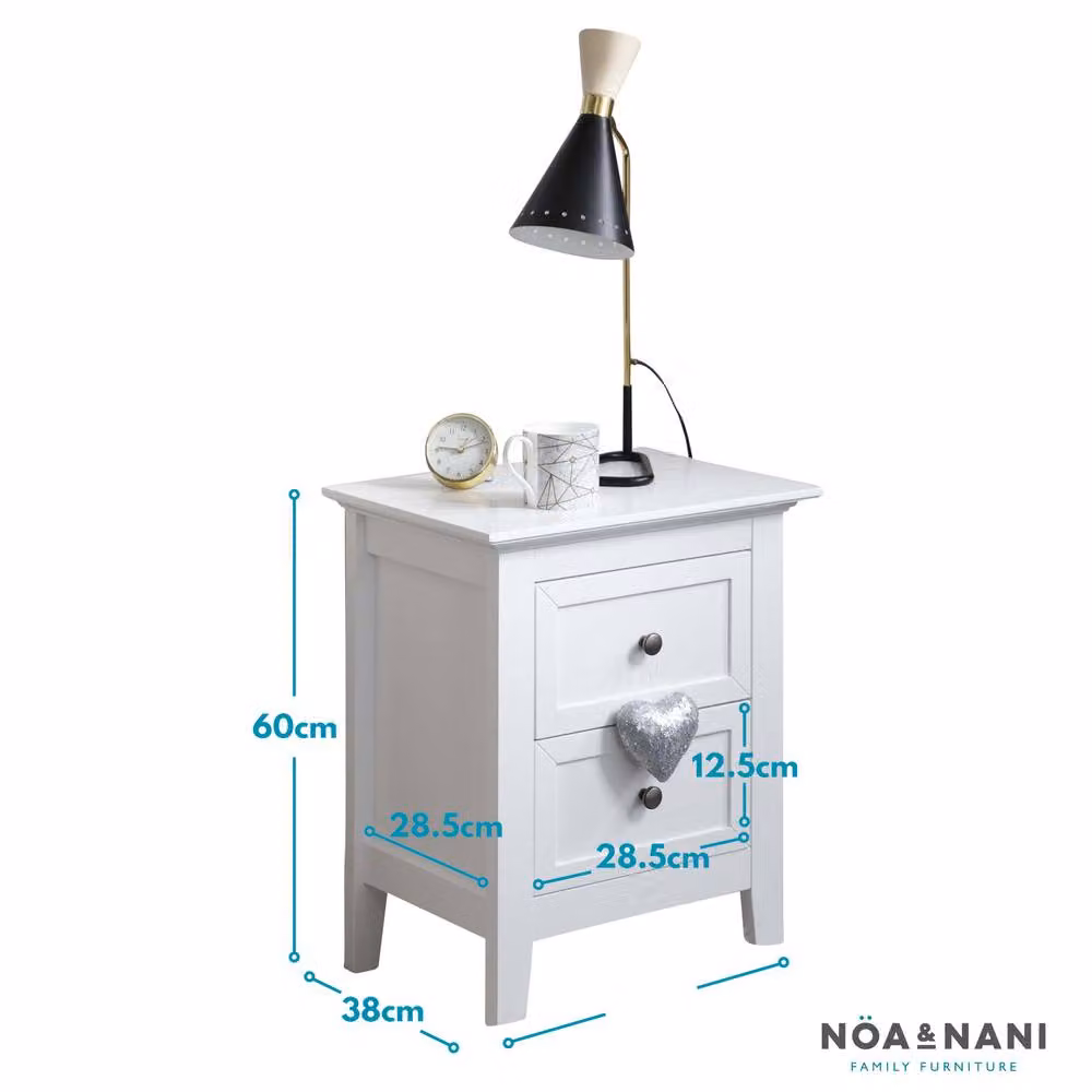 Nöa and Nani Karlstad Bedside Table with 2 Drawers in White Pine Wood – 5
